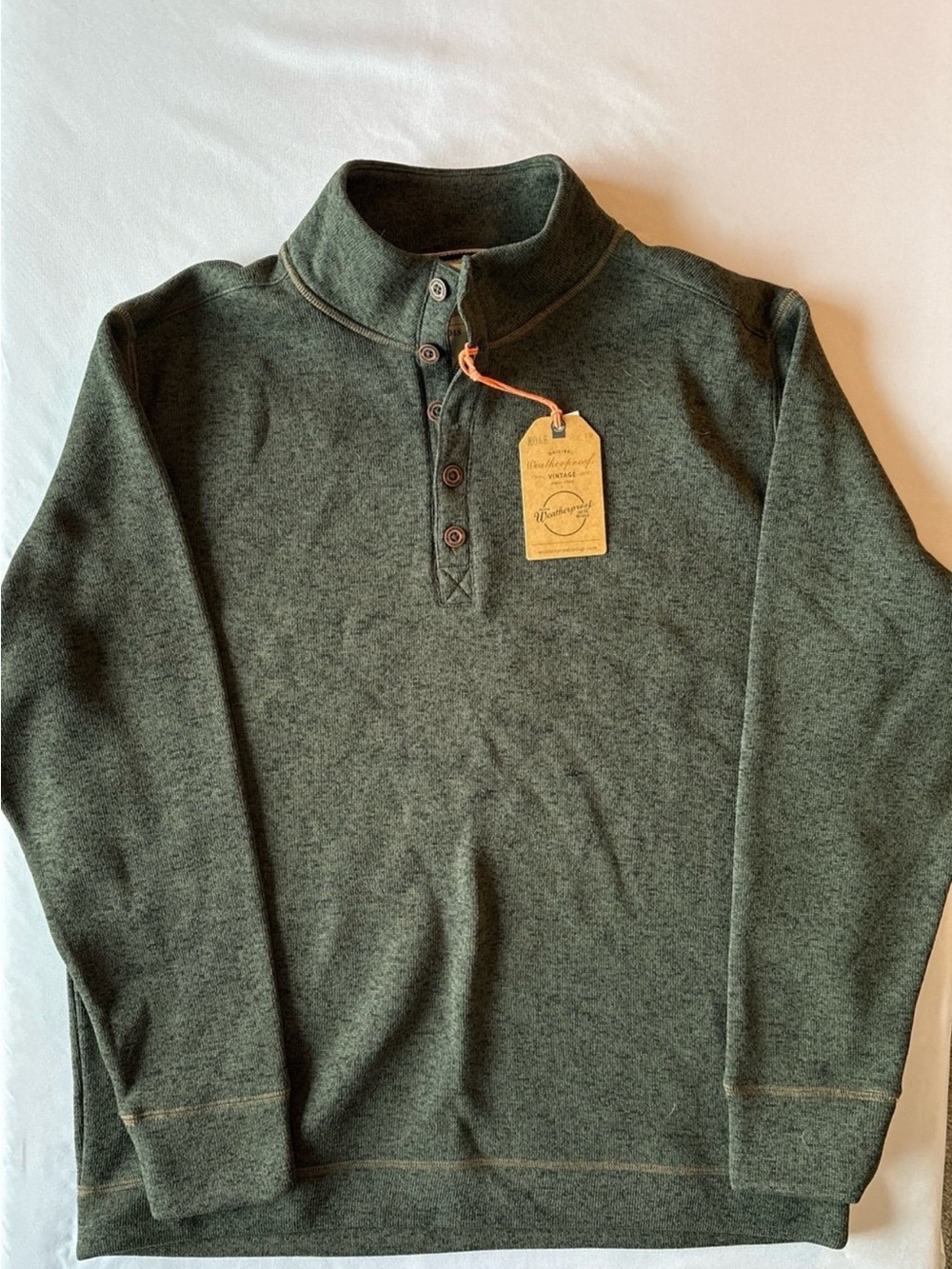 Weatherproof Men's Olive Crewneck Quarter-Button Pullover